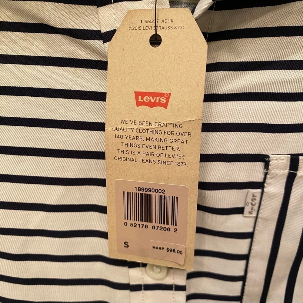 NWT~LEVI’S Women Black White Stripe Loose Fit Long Sleeve Dress Size Small - Picture 7 of 10